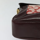 CELINE C Sulky Shoulder Bag Canvas Leather Red Gold Auth 130407-10