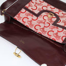 CELINE C Sulky Shoulder Bag Canvas Leather Red Gold Auth 130407-15