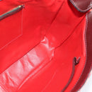 CELINE C Sulky Shoulder Bag Canvas Leather Red Gold Auth 130407-18