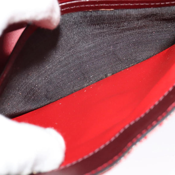 CELINE C Sulky Shoulder Bag Canvas Leather Red Gold Auth 130407