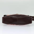 CELINE C Sulky Shoulder Bag Canvas Leather Red Gold Auth 130407-9