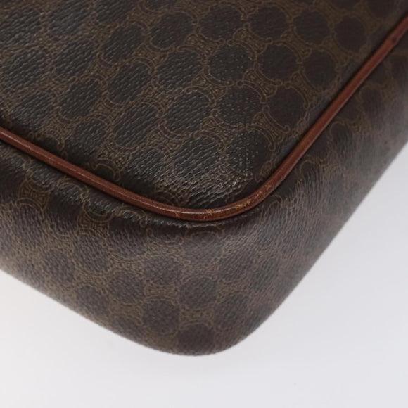 CELINE Macadam Canvas Shoulder Bag PVC Leather Brown Gold Auth 130409