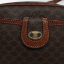 CELINE Macadam Canvas Shoulder Bag PVC Leather Brown Gold Auth 130409-18