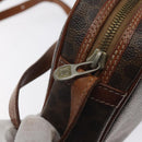 CELINE Macadam Canvas Shoulder Bag PVC Leather Brown Gold Auth 130409-9