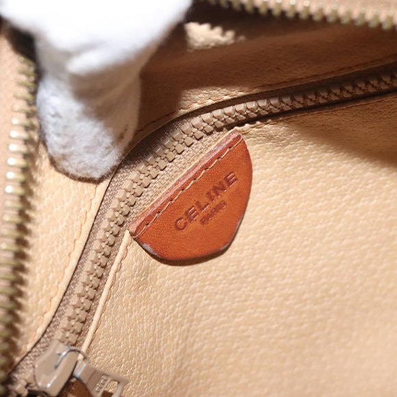 CELINE Macadam Canvas Shoulder Bag PVC Leather Brown Gold Auth 130409