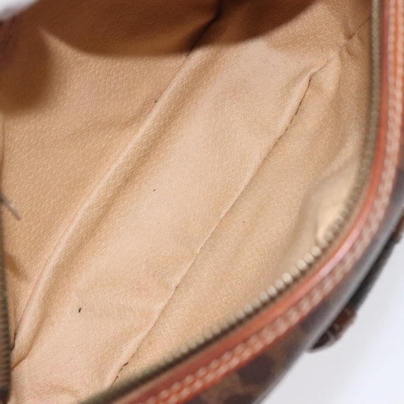 CELINE Macadam Canvas Shoulder Bag PVC Leather Brown Gold Auth 130409