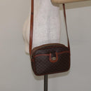 CELINE Macadam Canvas Shoulder Bag PVC Leather Brown Gold Auth 130409-23