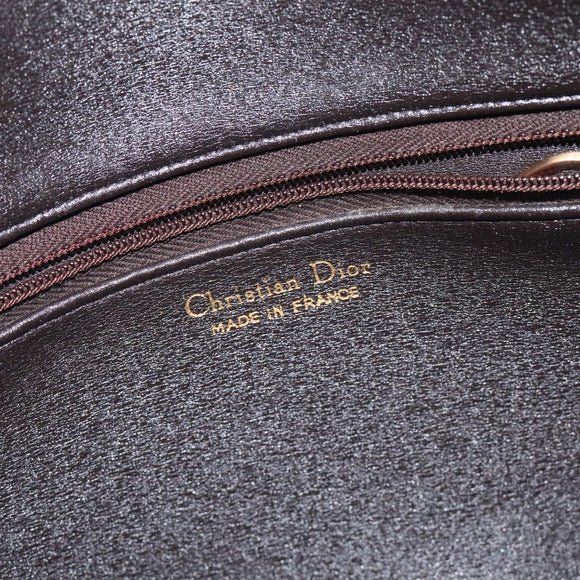 Christian Dior Trotter Canvas Shoulder Bag Brown Gold Auth 130411