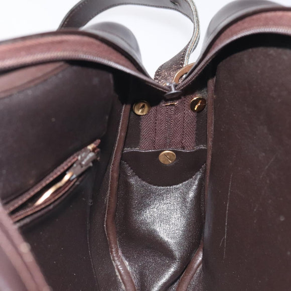 Christian Dior Trotter Canvas Shoulder Bag Brown Gold Auth 130411