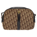 Christian Dior Trotter Canvas Shoulder Bag Brown Gold Auth 130411-13