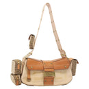 Christian Dior Trotter Canvas Street Chic Shoulder Bag Brown Gold Auth 130412-1