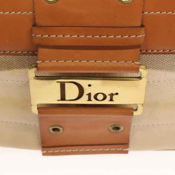 Christian Dior Trotter Canvas Street Chic Shoulder Bag Brown Gold Auth 130412