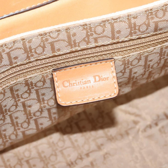 Christian Dior Trotter Canvas Street Chic Shoulder Bag Brown Gold Auth 130412