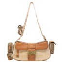 Christian Dior Trotter Canvas Street Chic Shoulder Bag Brown Gold Auth 130412-13