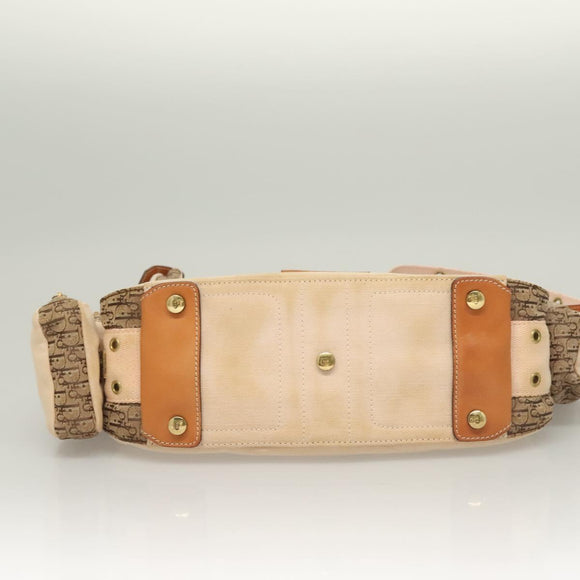 Christian Dior Trotter Canvas Street Chic Shoulder Bag Brown Gold Auth 130412