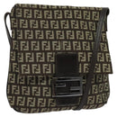 FENDI Zucchino Canvas Mamma Shoulder Bag Brown Auth 130418-1