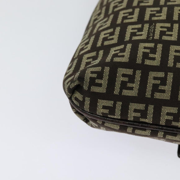 FENDI Zucchino Canvas Mamma Shoulder Bag Brown Auth 130418