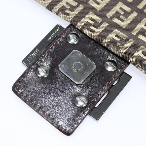 FENDI Zucchino Canvas Mamma Shoulder Bag Brown Auth 130418