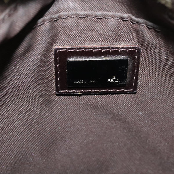 FENDI Zucchino Canvas Mamma Shoulder Bag Brown Auth 130418