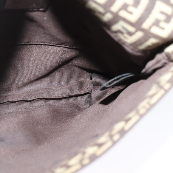 FENDI Zucchino Canvas Mamma Shoulder Bag Brown Auth 130418