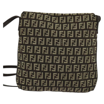 FENDI Zucchino Canvas Mamma Shoulder Bag Brown Auth 130418 - 0