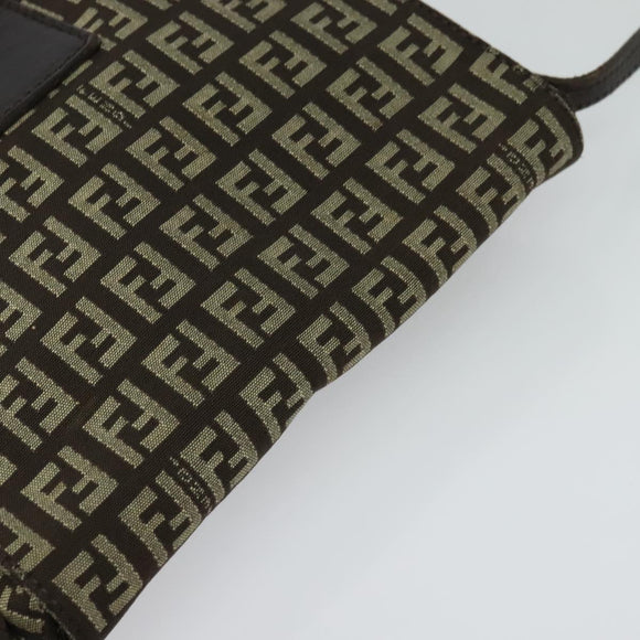 FENDI Zucchino Canvas Mamma Shoulder Bag Brown Auth 130418