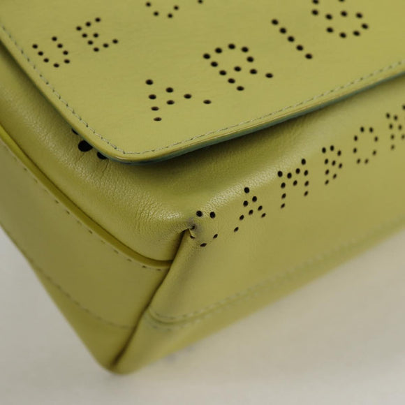 CHANEL Chain Shoulder Bag Leather 2way Yellow CC Auth 130486M