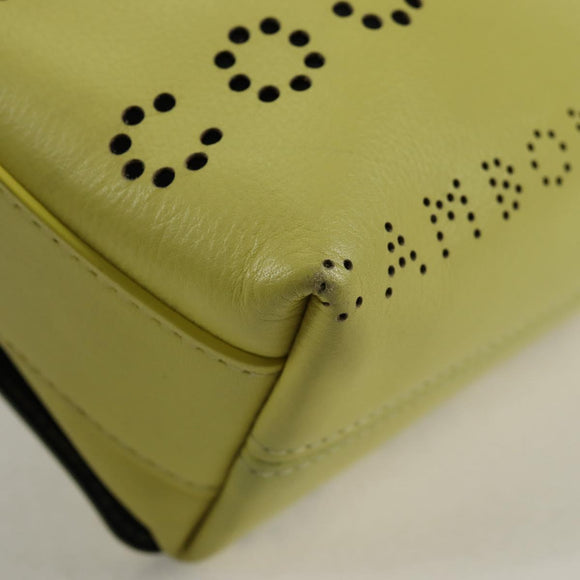 CHANEL Chain Shoulder Bag Leather 2way Yellow CC Auth 130486M