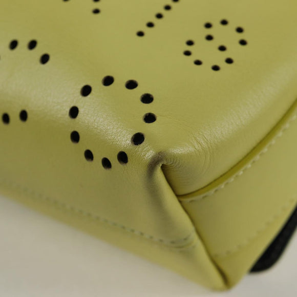 CHANEL Chain Shoulder Bag Leather 2way Yellow CC Auth 130486SM