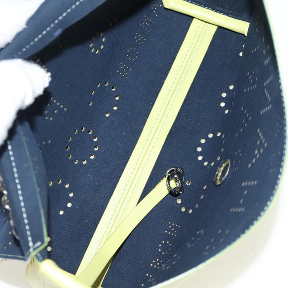 CHANEL Chain Shoulder Bag Leather 2way Yellow CC Auth 130486SM