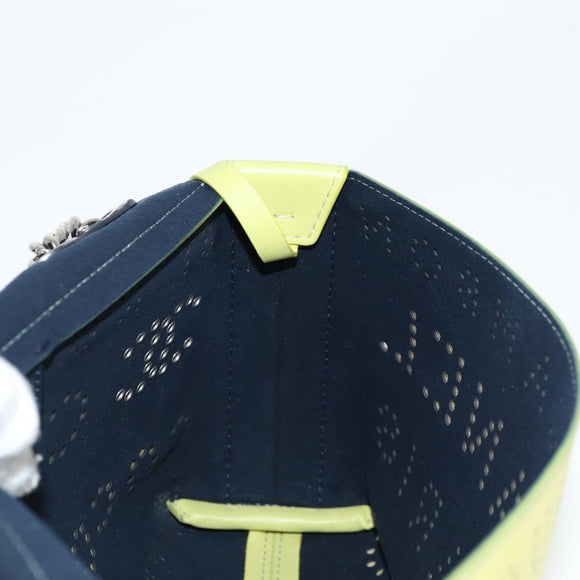 CHANEL Chain Shoulder Bag Leather 2way Yellow CC Auth 130486M