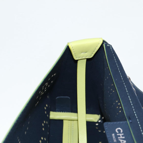 CHANEL Chain Shoulder Bag Leather 2way Yellow CC Auth 130486M