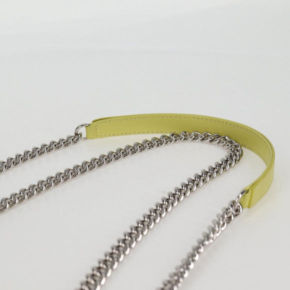 CHANEL Chain Shoulder Bag Leather 2way Yellow CC Auth 130486M