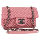CHANEL Chain Shoulder Bag Leather Pink CC Auth 130490M-1