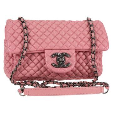 CHANEL Chain Shoulder Bag Leather Pink CC Auth 130490M