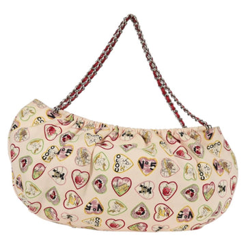 CHANEL Chain Shoulder Bag Canvas Ivory Silver CC Auth 130491V - 0