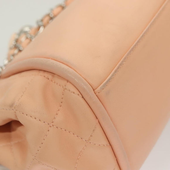 CHANEL Chain Shoulder Bag Lamb Skin Pink Silver CC Auth 130492