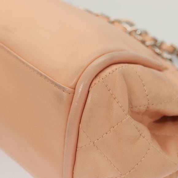 CHANEL Chain Shoulder Bag Lamb Skin Pink Silver CC Auth 130492