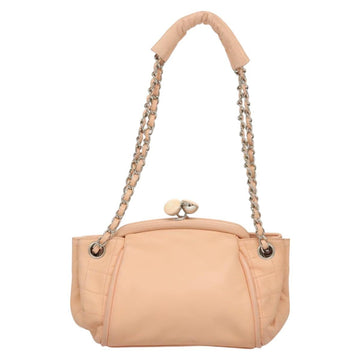 CHANEL Chain Shoulder Bag Lamb Skin Pink Silver CC Auth 130492 - 0