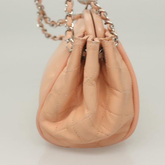 CHANEL Chain Shoulder Bag Lamb Skin Pink Silver CC Auth 130492