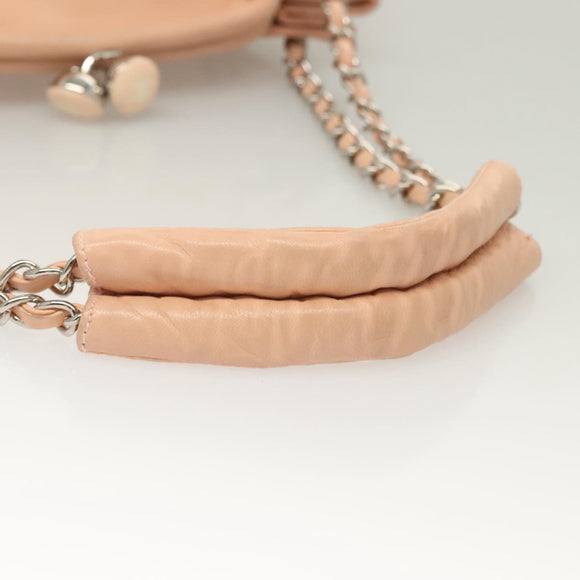 CHANEL Chain Shoulder Bag Lamb Skin Pink Silver CC Auth 130492
