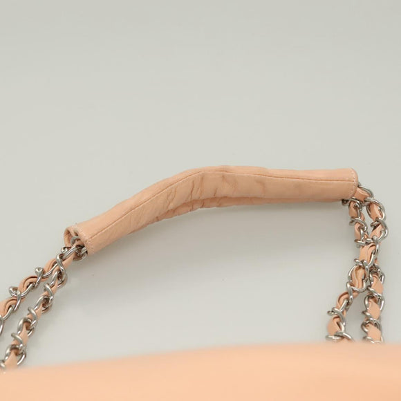 CHANEL Chain Shoulder Bag Lamb Skin Pink Silver CC Auth 130492