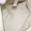 CHANEL Choco Bar Shoulder Bag Caviar Skin White Silver CC Auth 130495-10