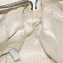 CHANEL Choco Bar Shoulder Bag Caviar Skin White Silver CC Auth 130495-20