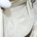 CHANEL Choco Bar Shoulder Bag Caviar Skin White Silver CC Auth 130495-21