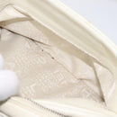 CHANEL Choco Bar Shoulder Bag Caviar Skin White Silver CC Auth 130495-22