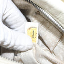 CHANEL Choco Bar Shoulder Bag Caviar Skin White Silver CC Auth 130495-11