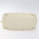 CHANEL Choco Bar Shoulder Bag Caviar Skin White Silver CC Auth 130495-5