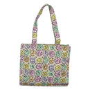 CHANEL Tote Bag Nylon White Silver CC Auth 130496-13