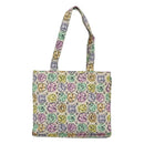 CHANEL Tote Bag Nylon White Silver CC Auth 130496-2